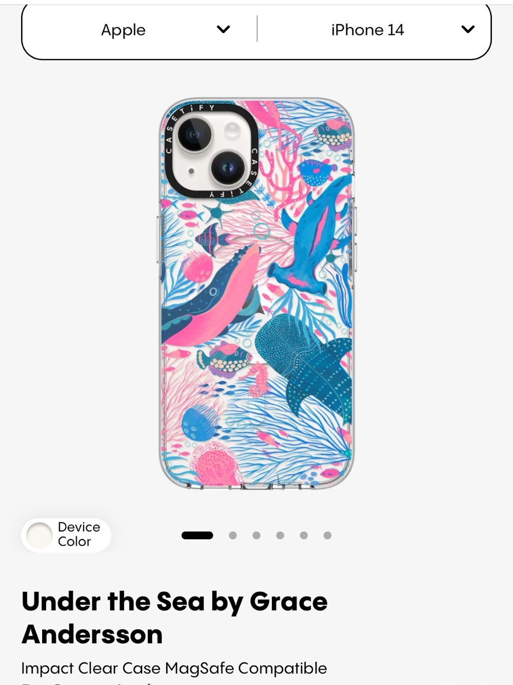 iPhone 14 Casetify Under the Sea Clear MagSafe Case - Blue & Pink